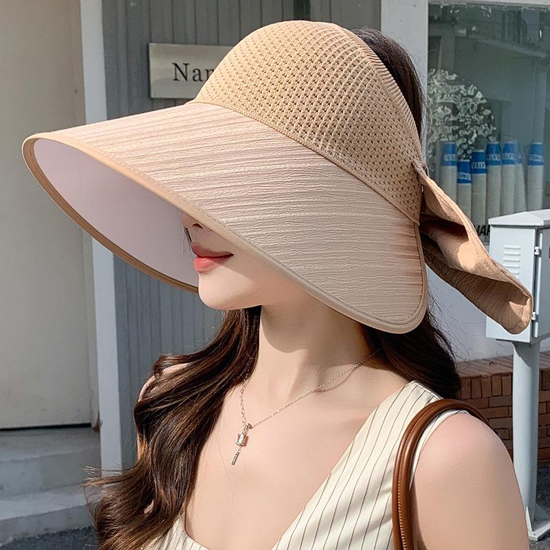 Креативная шаль двойного назначения, бант, шляпа от солнца, уличная дышащая и позволяющая завязать хвостик, шляпа с открытым верхом, защита шеи, шляпа от солнца