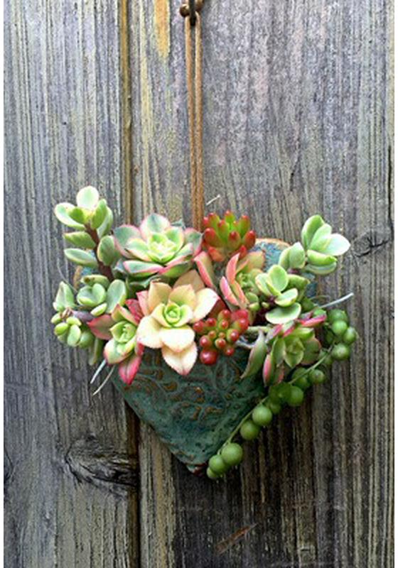 Heart-Shaped Resin Succulent Planter Wall Art Bonsai Retro Style
