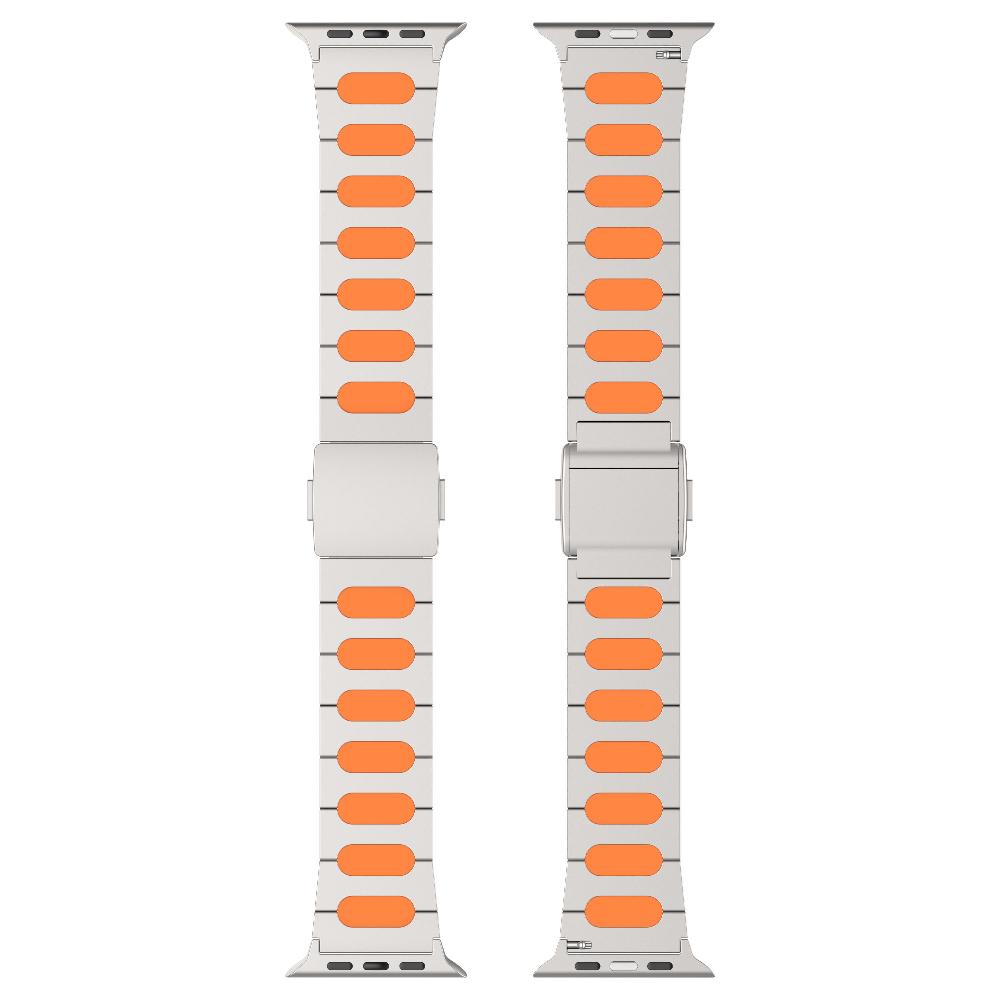 Magnetic Alloy Strap with Silicone Leather Strip for Apple Watch Series12 11 10 SE1 2 3 /Ultra4 3 2 1 38/41/42/46/49 mm