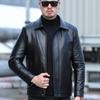 Winter New Middle-aged Men's Fur Integrated Genuine Leather Jacket Men's Velvet Thickened Lapel Leather Jacket Men's Coat