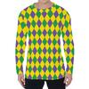 Simple Argyle Pattern Men's T-shirts Fashion Casual 3D Printed Long Sleeve T-shirts Loose Round Neck Streetwear Pullovers