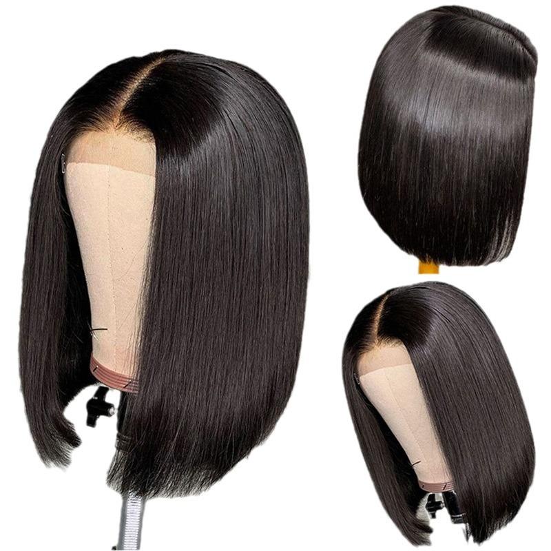 European and American Women's Short Straight Middle Part Bob Wig Daily Use Natural Looing Synthetic Fiber Wigs