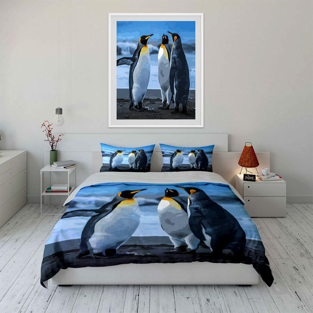 King penguins in landscape. Bedding sets Duvet cover sets Duvet covers Pillowcases(1*Duvet Cover 2*Pillowcases without duvet insert)