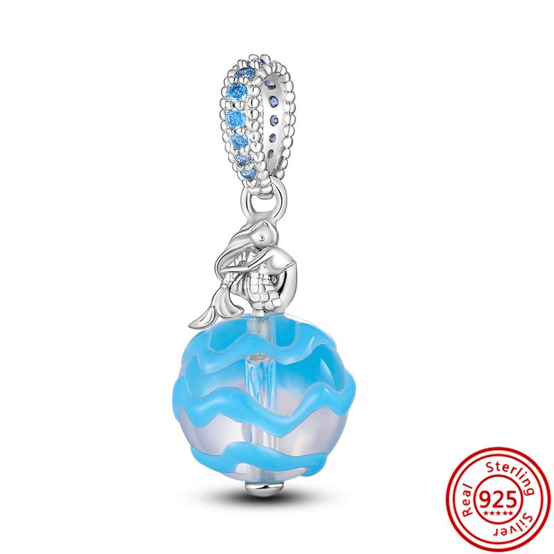 S925 Серебро Сияющие Звезды Орел Корабль Лодка Якорь Русалка Пара Милый Кулон Бусины Подходит Оригинальные Подвески Браслет Ювелирные Изделия