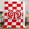 Red and White Checkered bedroom blanket with 05 Logo printed Flannel blanket for bedroom, living room, sofa, and nap