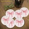 NonSlip Car Cup Mat Pink Bow Print Universal Coasters Set for Cute Vehicle Interior Styling
