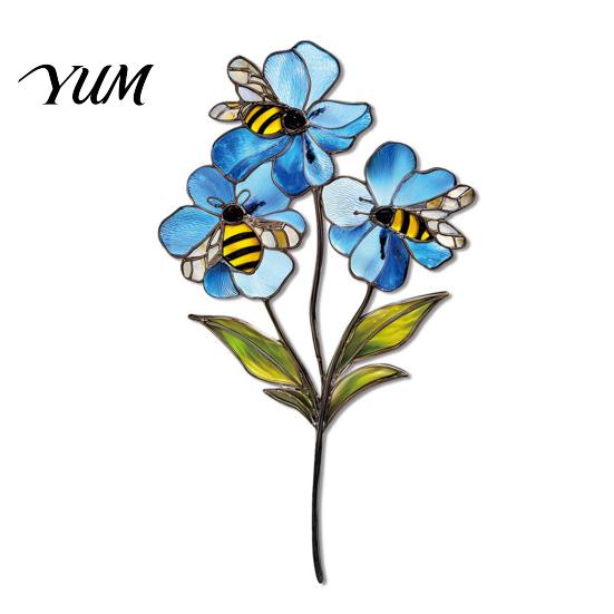 Colorful Yard Stakes Planter Insert Stake, Double-Sided, Flower Pot Decor Metal Stake Insect Animal for Plant Pots Bed Decoration Creative