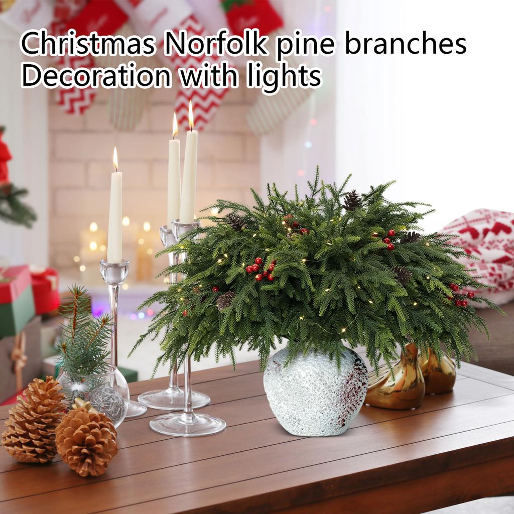 Christmas Norfolk Branches With Lights - Battery Operated Christmas Decoration