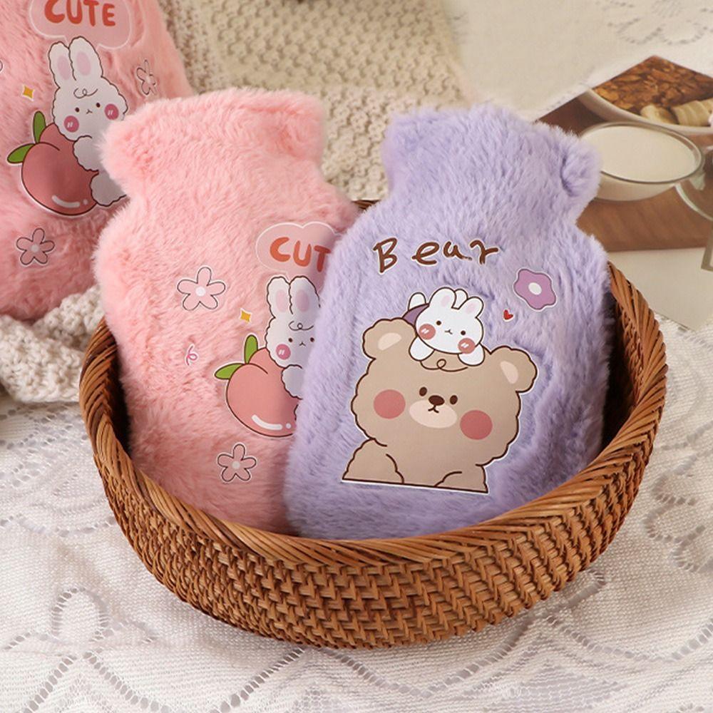 Cartoon Tummy Warmers 500ml Hand Warmer Hot Water Bottle Plush Cover Hot Water Bag