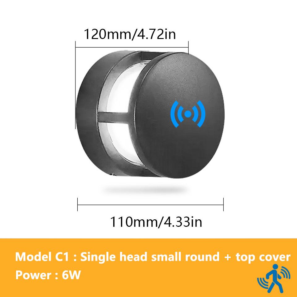 LED Lights Motion Sensor WallLight Pillar Lamp AC85-265V 6W12W Modern Wall Mounted Lamp Outdoor Garden Indoor for Bedroom Stairs