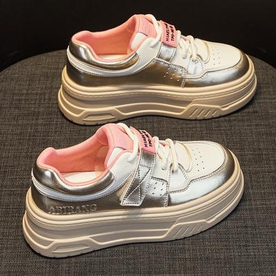 Белые туфли из натуральной кожи с толстой подошвой, повседневные кроссовки Muffin, туфли Bread