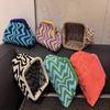 Cross Border Popular Wave Knitted Handbag, Makeup Bag, Striped Large Capacity Daily Versatile Clip Bag