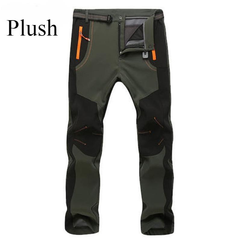 Мужские эластичные флисовые зимние теплые брюки Softshell для треккинга, скалолазания, пешего туризма, кемпинга, рыбалки, спортивные тренировочные брюки большого размера
