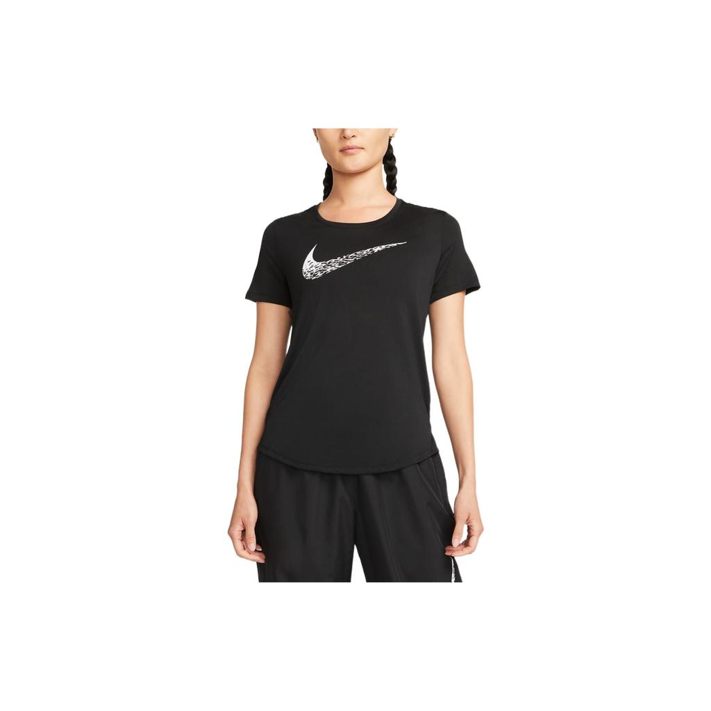 Nike Футболка Swoosh Run Quick-Dry с коротким рукавом, женская, черная DM7778-010