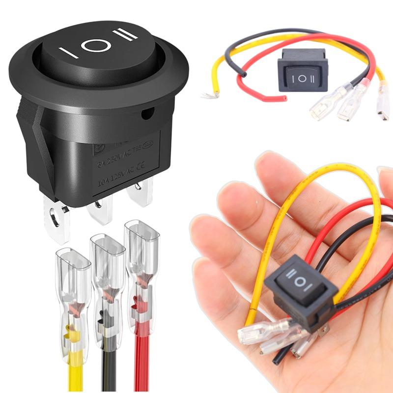 Waterproof Marine Boat Rocker Switch Round 12V 3 Pin ON OFF Toggle Button Pre Wired For Car Motorcycle RV Dashboard Modification