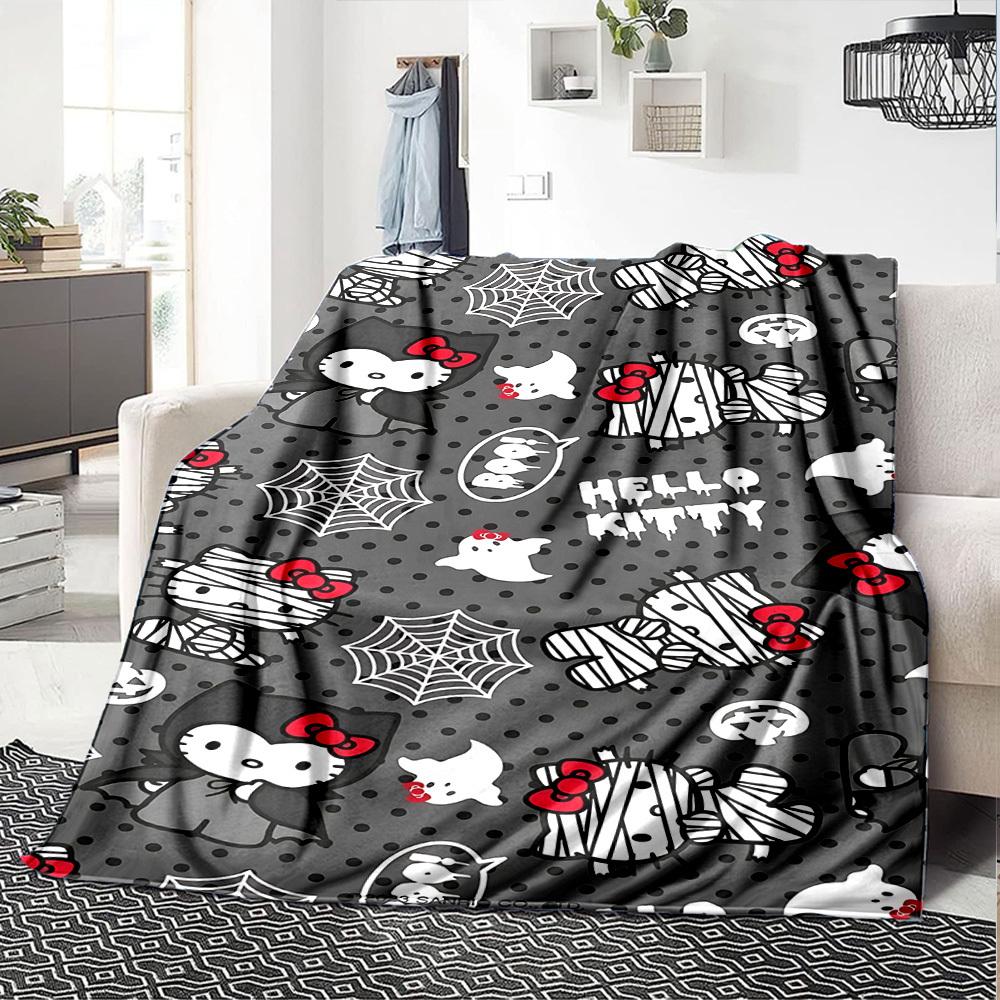 1 шт. Плед Хэллоуин Hello Kitty Легкий фланелевый плед для дивана, кровати, путешествий, кемпинга, гостиной, офиса, дивана, кресла