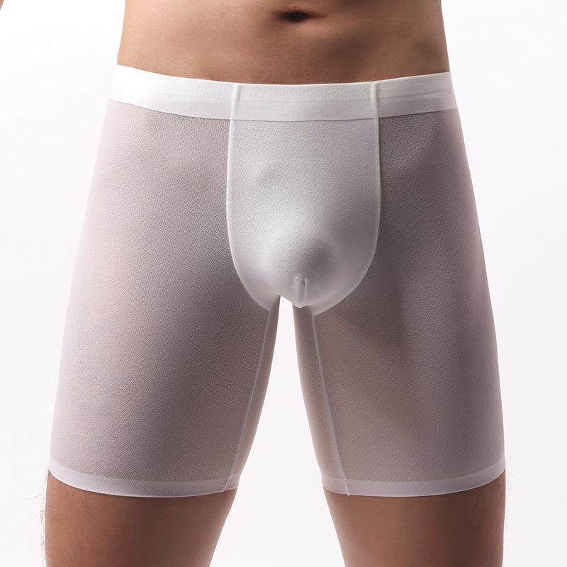 Мужские бесшовные боксеры из ледяного шелка против натирания - Дышащие, антибактериальные, удлиненные, для бега и фитнеса