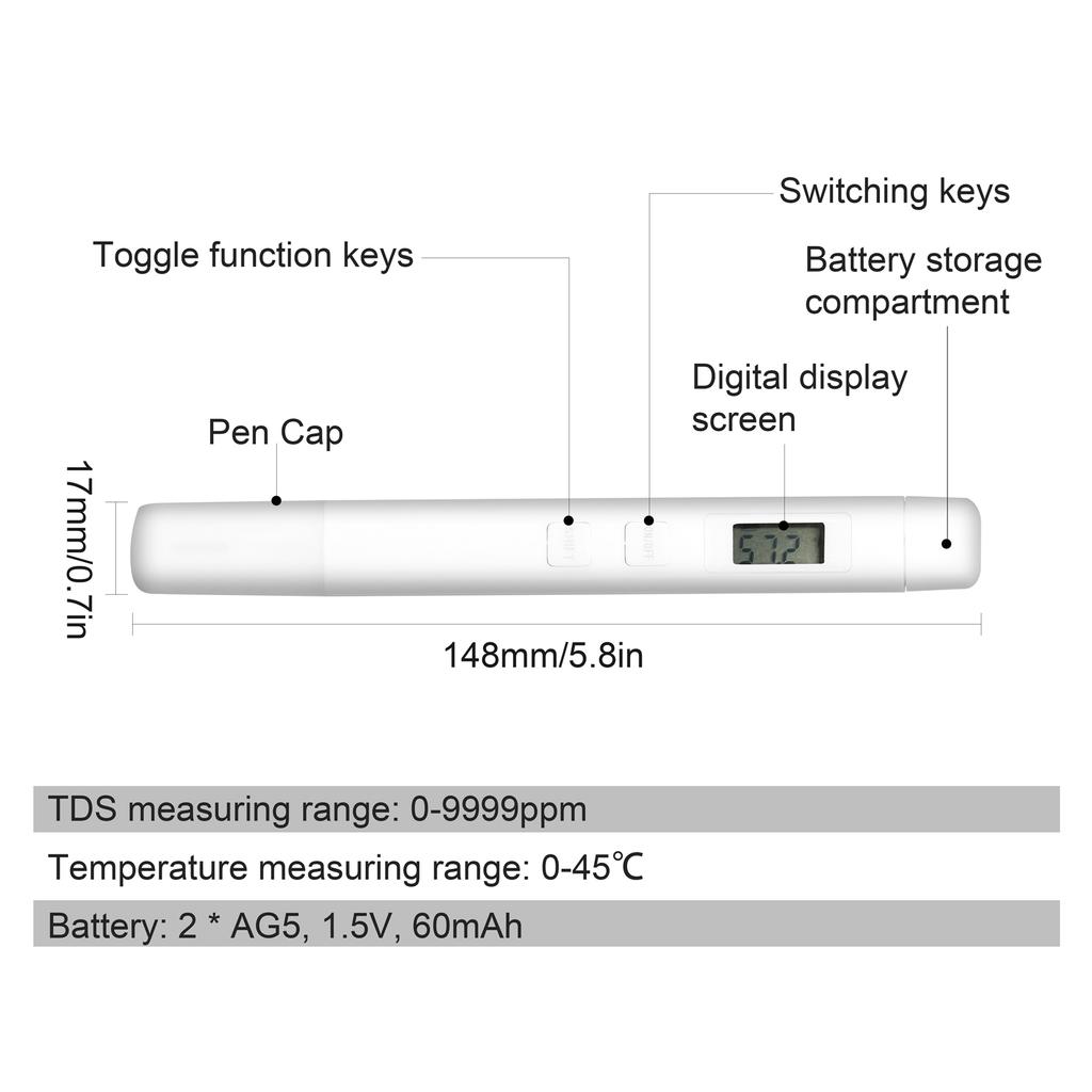 Многофункциональный цифровой тестер качества воды 3 в 1 Портативная ручка для измерения качества воды с высокой точностью
