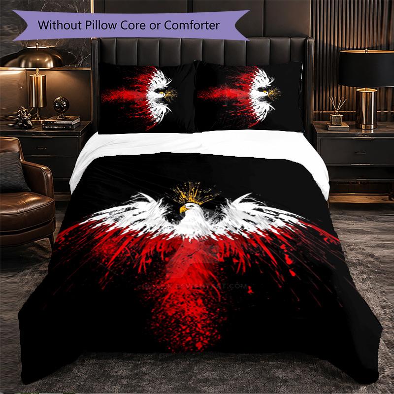 Poland 3 Piece Bedding Set Soft Duvet Cover Set with Pillowcases Printed Bedroom Decor Set for Home