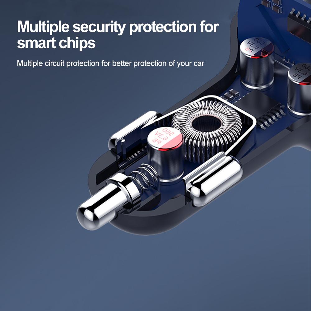 3 порта 3.1A Автомобильный MP3 FM-передатчик Bluetooth Автомобильный комплект Модулятор Музыкальный плеер TF-карта USB-диск Аудио AUX-приемник Dual USB TYPE-C Быстрое зарядное устройство