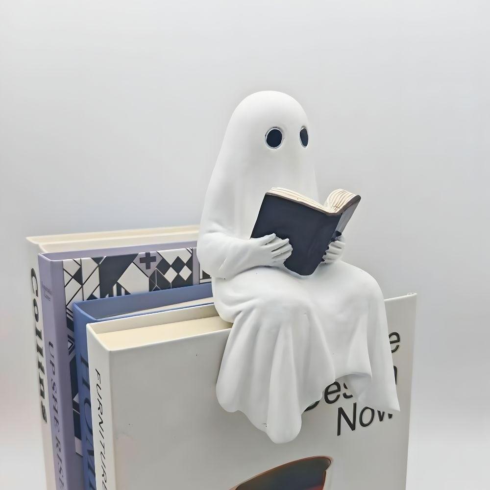 Новая статуэтка призрака на Хэллоуин с книгой, статуэтка призрака из смолы, миниатюрная статуэтка читающего призрака, аксессуары для вечеринки