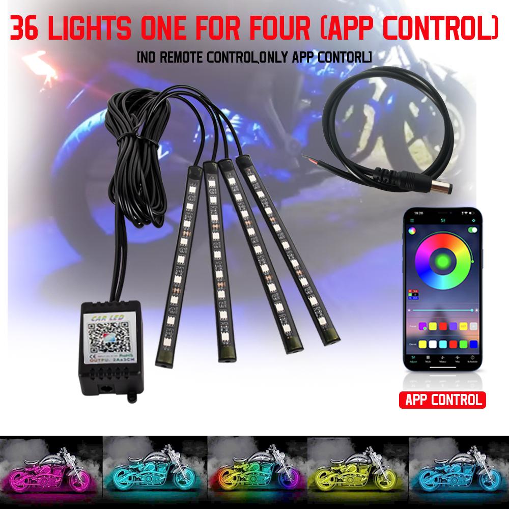 RGB LED Atmosphere Ambient Light Kit Remote APP Control Flexible Waterproof Neon Strip For Car Motorcycle Decorative Lamp 12V