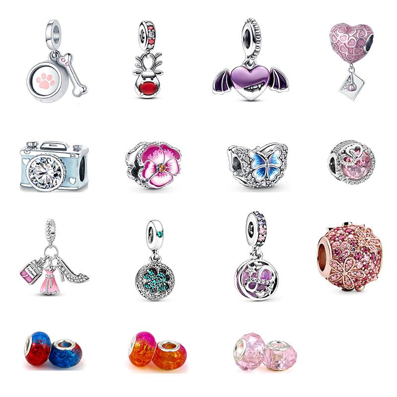 925 Silver Butterfly Flower Charms DIY Beads For Women Jewelry Making Fit Bracelet Necklace