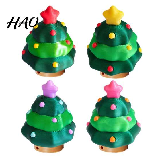 Christmas Tree Pendant Fidget Clicker Keychain, 3D Printed Shaped Stress Relief Desktop Ornament Toy, Holiday Sensory Figure Key Ring Accessory