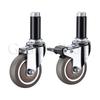 4Pcs Expanding Stem Casters,TPE Rubber Wheel Built-in Ball Bearing for Round Tube 22-28mm Commercial Kitchen Prep Tables