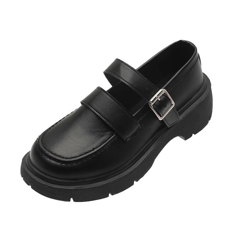 Женские кожаные туфли в британском стиле 2025 года, осень с юбкой, черные туфли Мэри Джейн на французской платформе в стиле ретро, jk, женская обувь