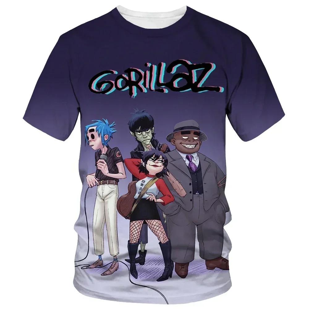 From Cartoon To Fashionable Gorillaz 3D Printed New T-shirt, Harajuku Style Casual Short Sleeved Hip-hop T-shirt for Men and Women, Street T-shirt