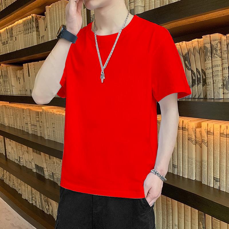 2024 Классическая однотонная облегающая футболка унисекс с коротким рукавом