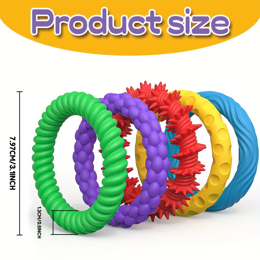 Sensory Wristband Kit Fidget Toys Adults Sensory Silicone Stone Textured for Autism Kids Calming Down Fidget Stress Relief Toys