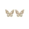 1 Pair Ear Studs Butterfly Shape Rhinestone Faux Crystal Decor Hollow Anti-rust Anti-allergy Lightweight Ear Decoration Jewelry Lady Prom
