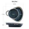 Retro single-handle breakfast grid ceramic baking pan creative baked rice snack fruit salad plate personalized breakfast plate, navy blue