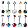 10 Colors Crystal Belly Button Piercing 14G Curved Stainless Steel Zircon Belly Piercing for Women Navel Barbell Piercing Omblig