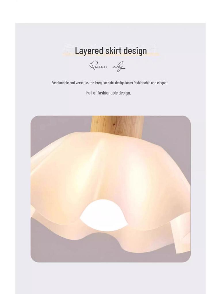 Люстра из дерева в стиле скандинавского японского ваби-саби, прикроватная и обеденная, кремовый цветочный дизайн