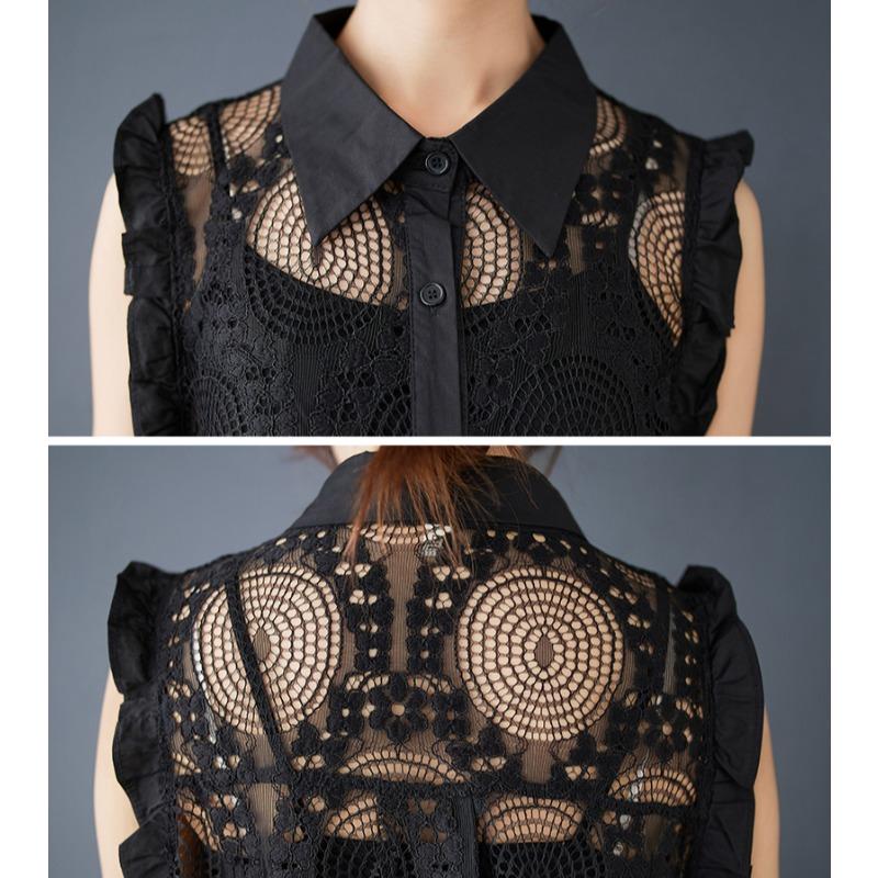 DIMANAF 2025 Новое летнее платье Женское Длинное Пляжное Платье-майка Без рукавов Базовая Мода Ажурные Футболки Повседневное Свободное