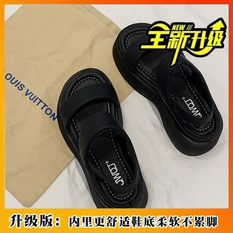 Универсальные босоножки на толстой подошве, увеличивающие рост, новые модели летом 2024 года, простые и модные, невысокие люди показывают рост, босоножки на подошве-бублике