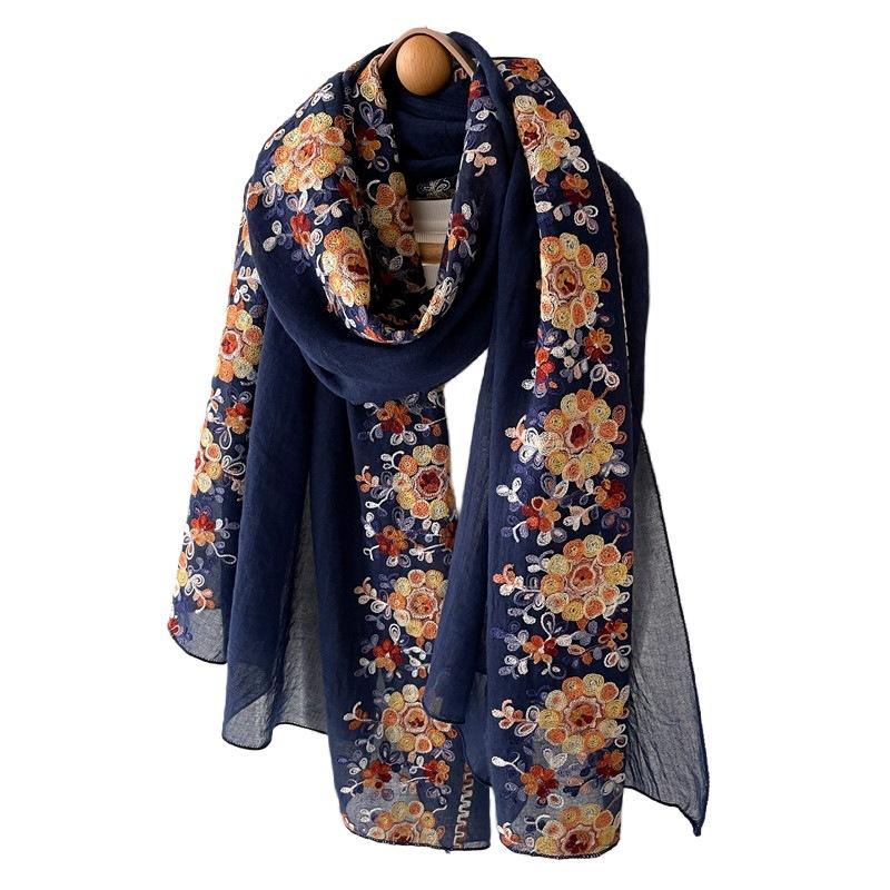 Летний солнцезащитный платок, пляжный шарф, тонкий этнический шарф, модный темпераментный платок из хлопка и льна из вьетнамского тюля для женщин