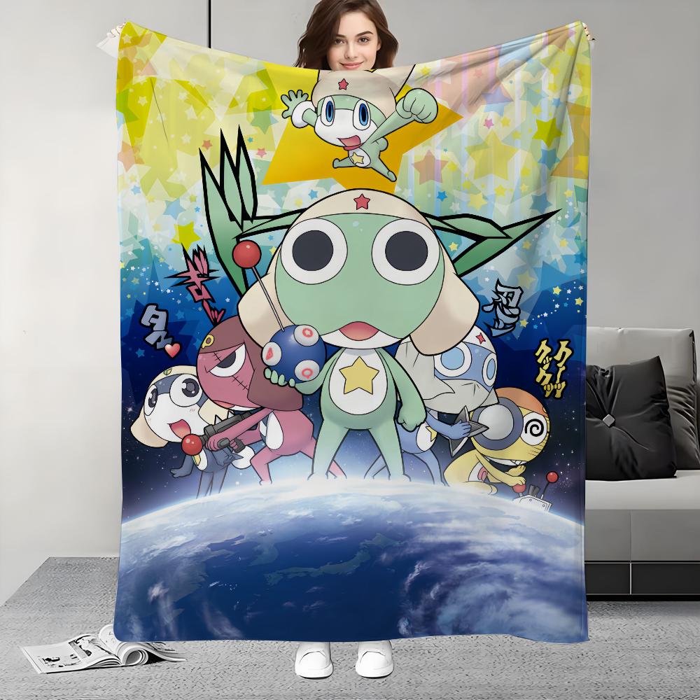 Funny Cartoon Keroro Gunsou Frog Blanket Design Lightweight For Dorms, Naps, Living Room, Office,Sofa,All-Season