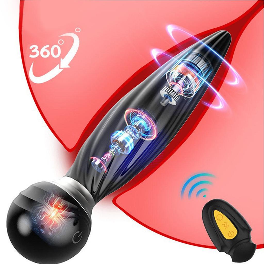 Small Size Spiral for Beginners 7 Vibrators 7 Heads Rotating Remote Prostate Massager Anal Plug