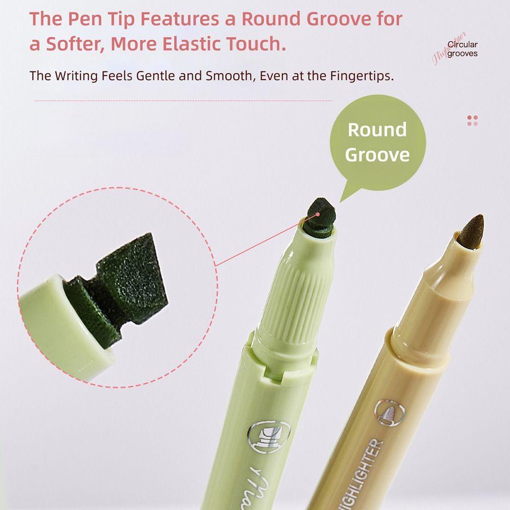 5pcs Pastel Colors Fluorescent Pen Dual Tip Colored Mark Pen Smudge-Proof Drawing Pen Student Use