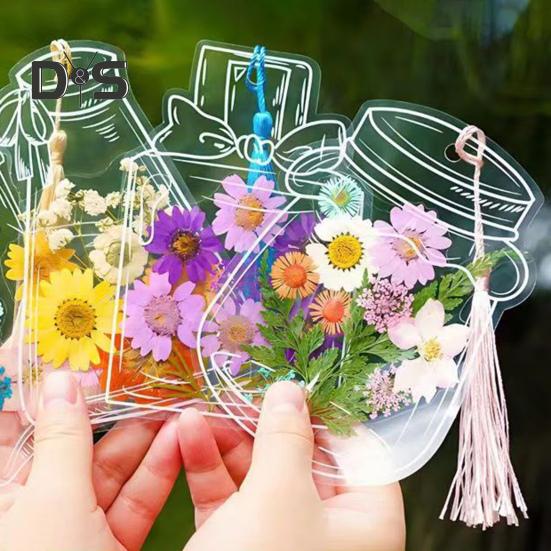 20/100 шт. Прозрачные закладки для книг из сухоцветов своими руками, прозрачные закладки для книг из прессованных цветов с кисточками, самоклеящиеся наклейки для банок