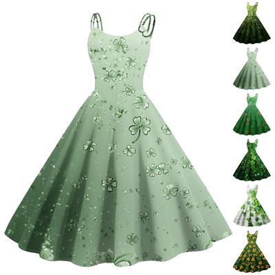 Женская мода ул.. Сексуальное коктейльное платье без бретелек с принтом ко Дню Святого Патрика в стиле панк, винтажное платье.