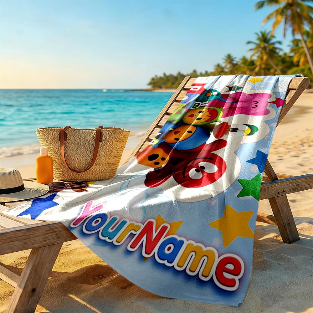 Pocoyo Customized Name Beach Towel Super Soft Microfiber Quickdry Fabric