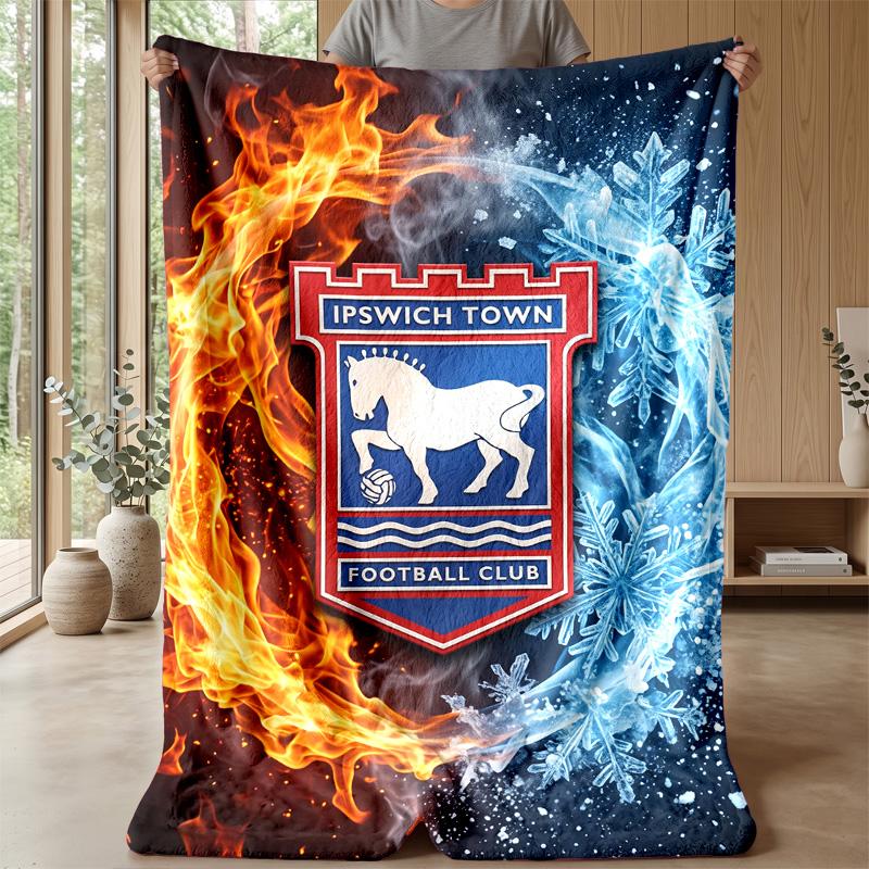 Ipswich Town Football Print Flannel Blanket, Soft Warm Lightweight Throw Blanket for Sofa Bed Camping