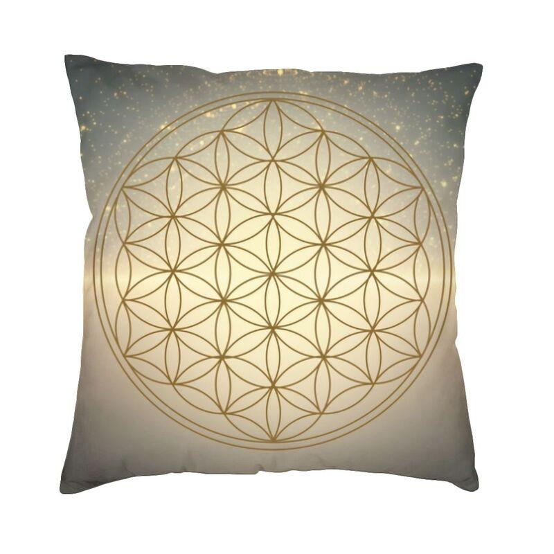Sacred Geometry Flower Of Life Throw Pillow Case 45*45cm for Living Room Sofa Geometric Mandala Cushion Cover Velvet Pillowcase