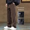 2024 New Winter Thick Velvet Sports And Leisure Pants Spring And Autumn Winter Corduroy Pants Men'S Straight Leg Waist Pants