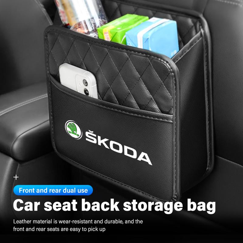 AAABR1 For Skoda Multifunction Car Backseat Storage Bag Tissue Water Cup Holder Auto Organizer Accessories Octavia A5 A7 RS Fabia